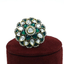 Antique Gold Plated Kundan Ring 18170-68