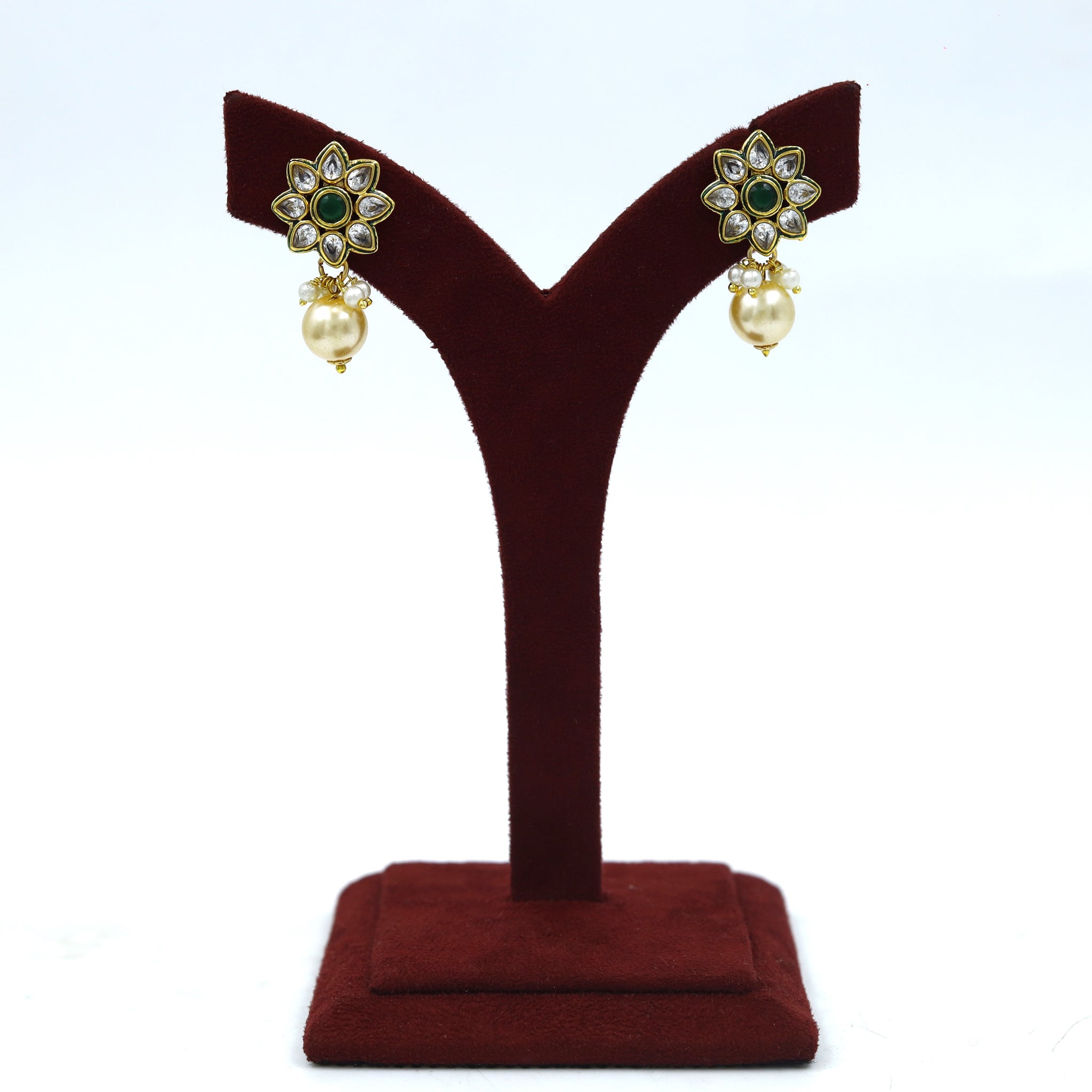 Round Neck Polki Necklace Set 17651-21