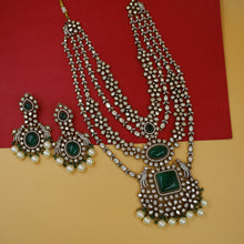 Antique Gold Plated Long Neck Kundan Necklace Set 18130-95