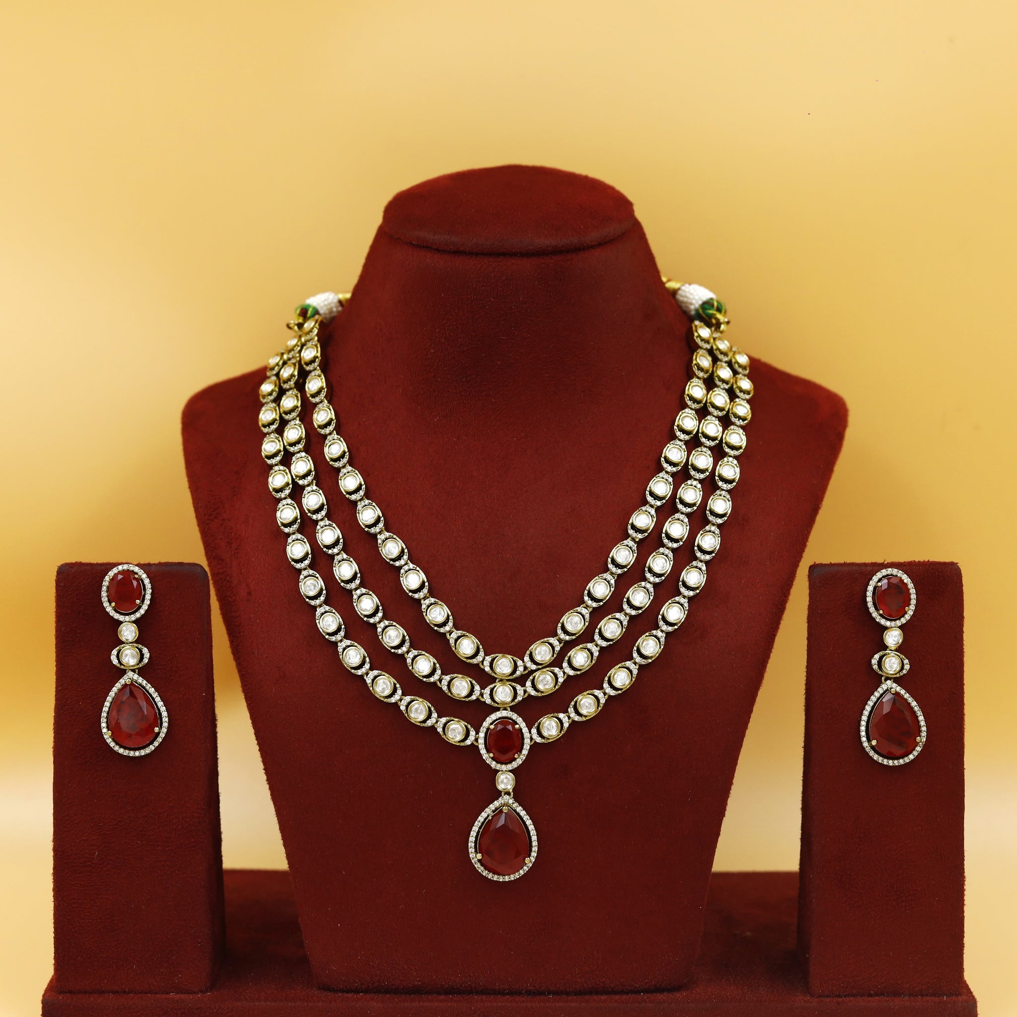 Round Neck Layered Kundan Necklace Set 18446-28