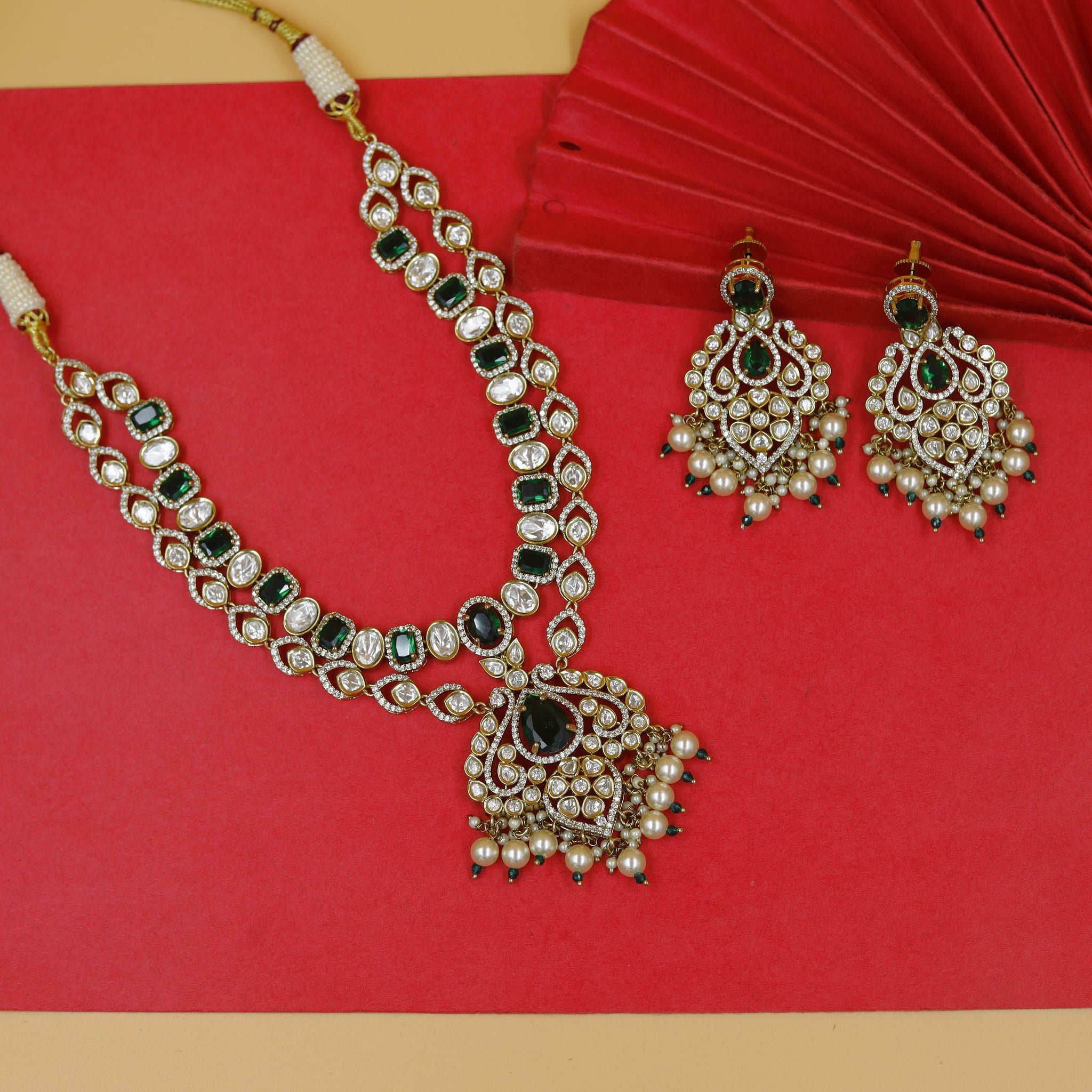 Round Neck Layered Kundan Necklace Set 18321-28