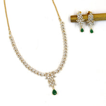 Round Neck Zircon/AD Necklace Set 18901-69