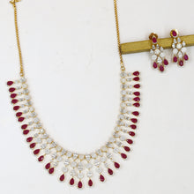Round Neck Zircon/AD Necklace Set 18900-69