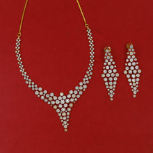 Round Neck Zircon/AD Necklace Set 18922-69
