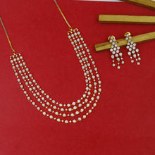 Round Neck Layered Zircon/AD Necklace Set 18918-69