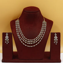 Round Neck Layered Zircon/AD Necklace Set 18918-69