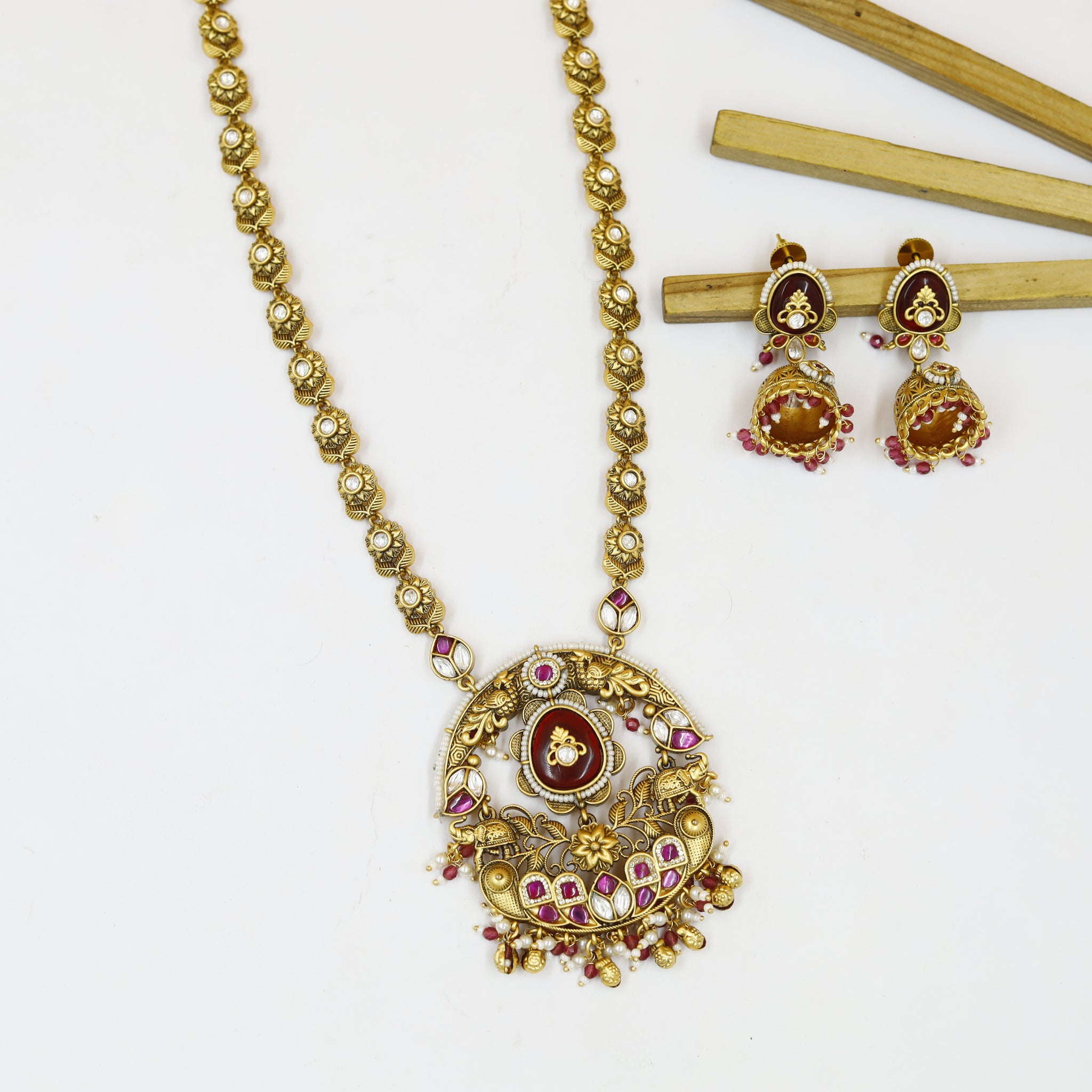 Long Neck Antique Necklace Set 18724-28