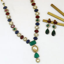 Sabyasachi Inspired Long Neck Kundan Necklace Set 18952-42