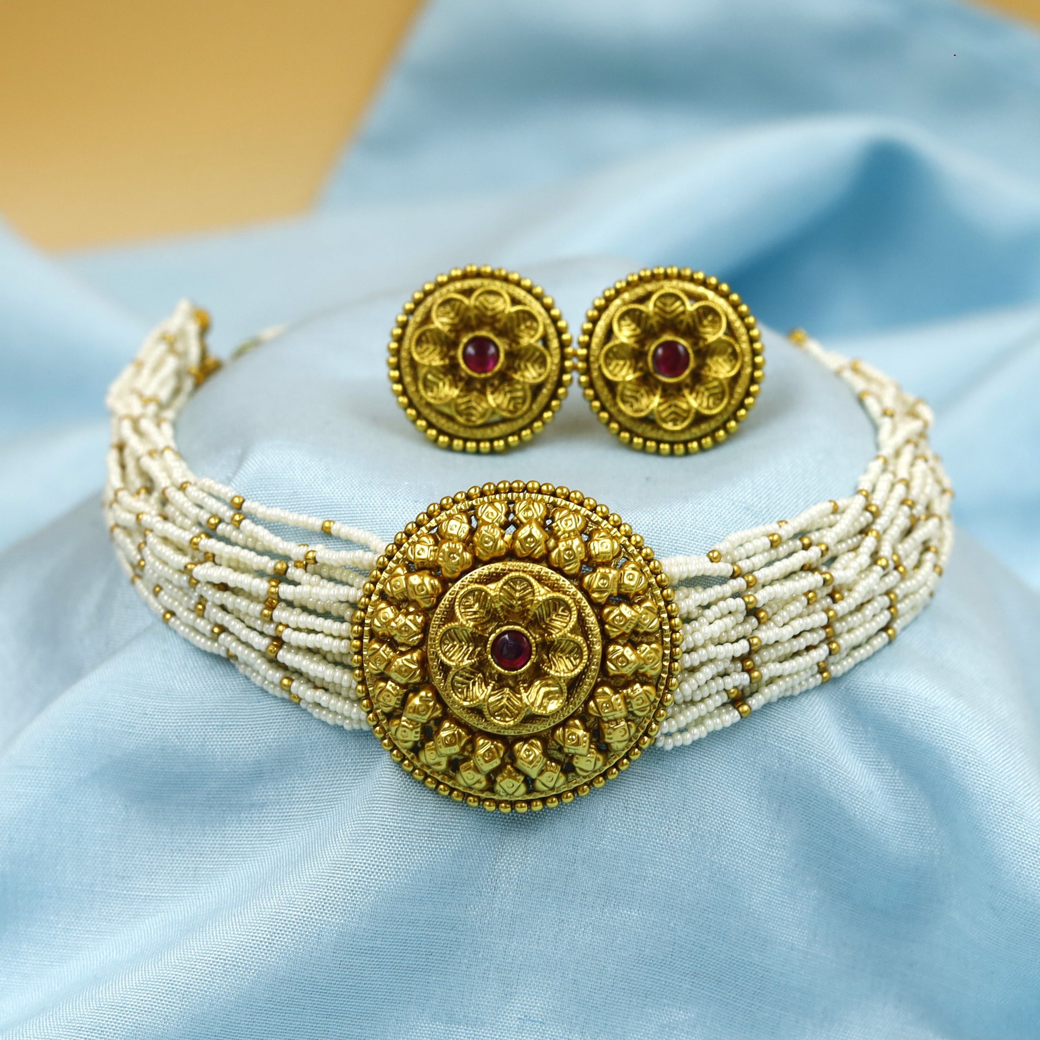 Choker Antique Necklace Set 19010-1