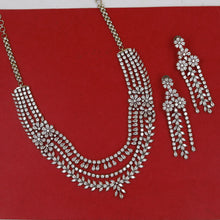 Layered Round Neck Zircon/AD Necklace Set 16238-69