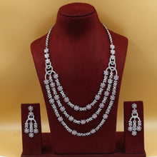Round Neck Layered Zircon/AD Necklace Set 18902-69
