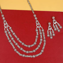 Round Neck Layered Zircon/AD Necklace Set 18902-69