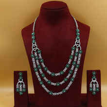 Round Neck Layered Zircon/AD Necklace Set 18902-69