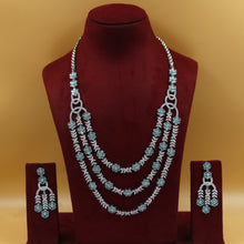 Round Neck Layered Zircon/AD Necklace Set 18902-69