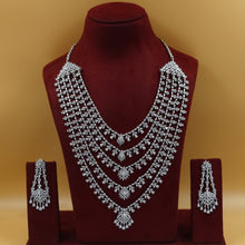 Round Neck Layered Zircon/AD Necklace Set 18898-69