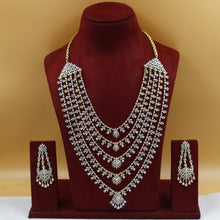 Round Neck Layered Zircon/AD Necklace Set 18898-69