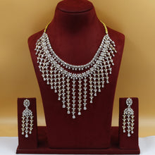 Round Neck Layered Zircon/AD Necklace Set 18914-69