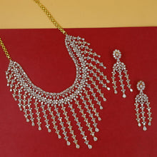 Round Neck Layered Zircon/AD Necklace Set 18914-69