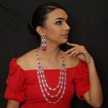Ruby Zircon/AD  Long Necklace Set  19679-6863