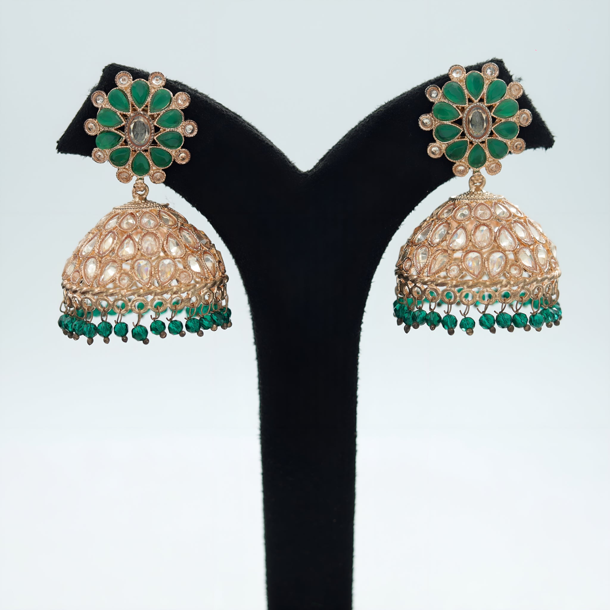 Green Gold Look Jhumki/ Earring 18058-5240