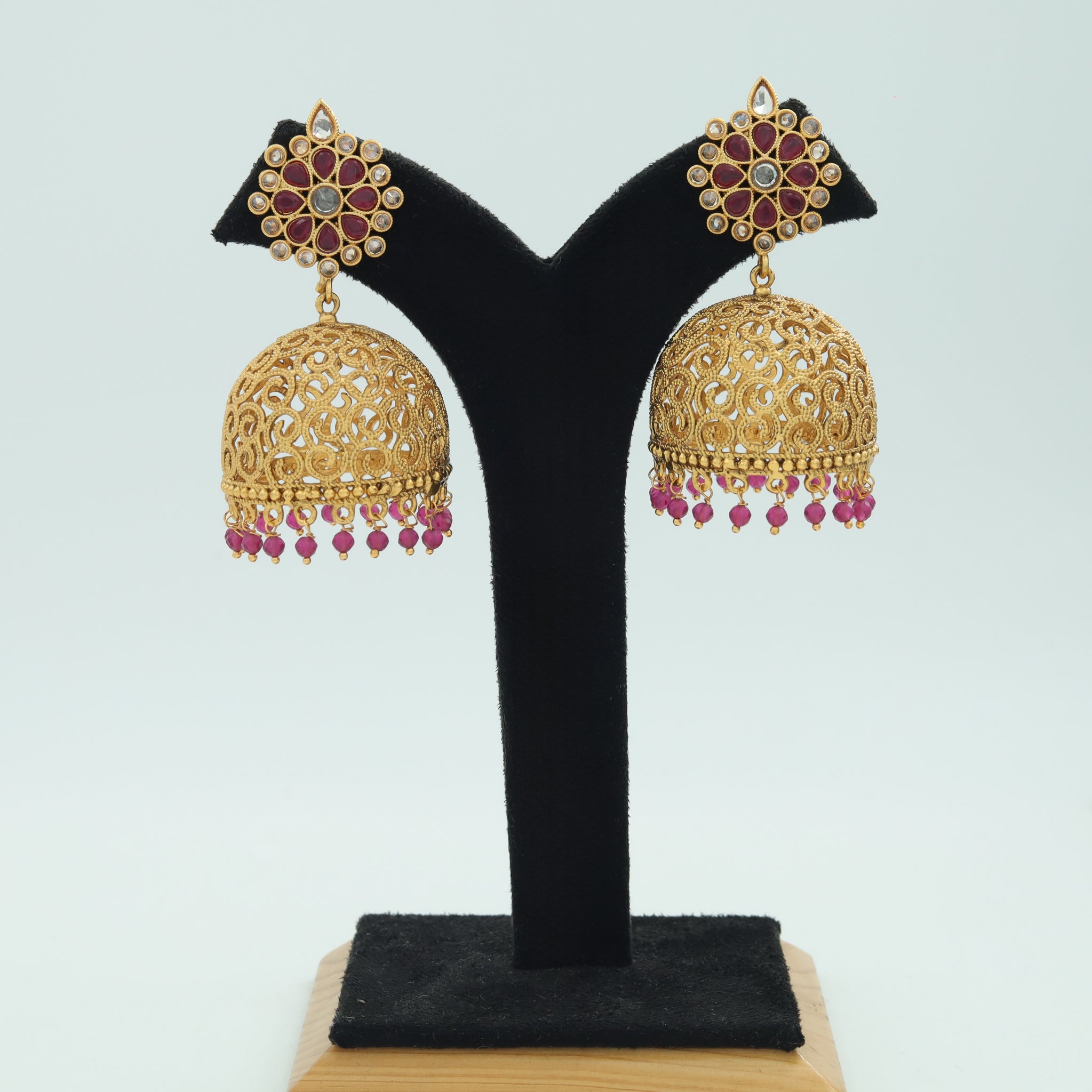 Jhumki Ruby Gold Look Earring18070-5252