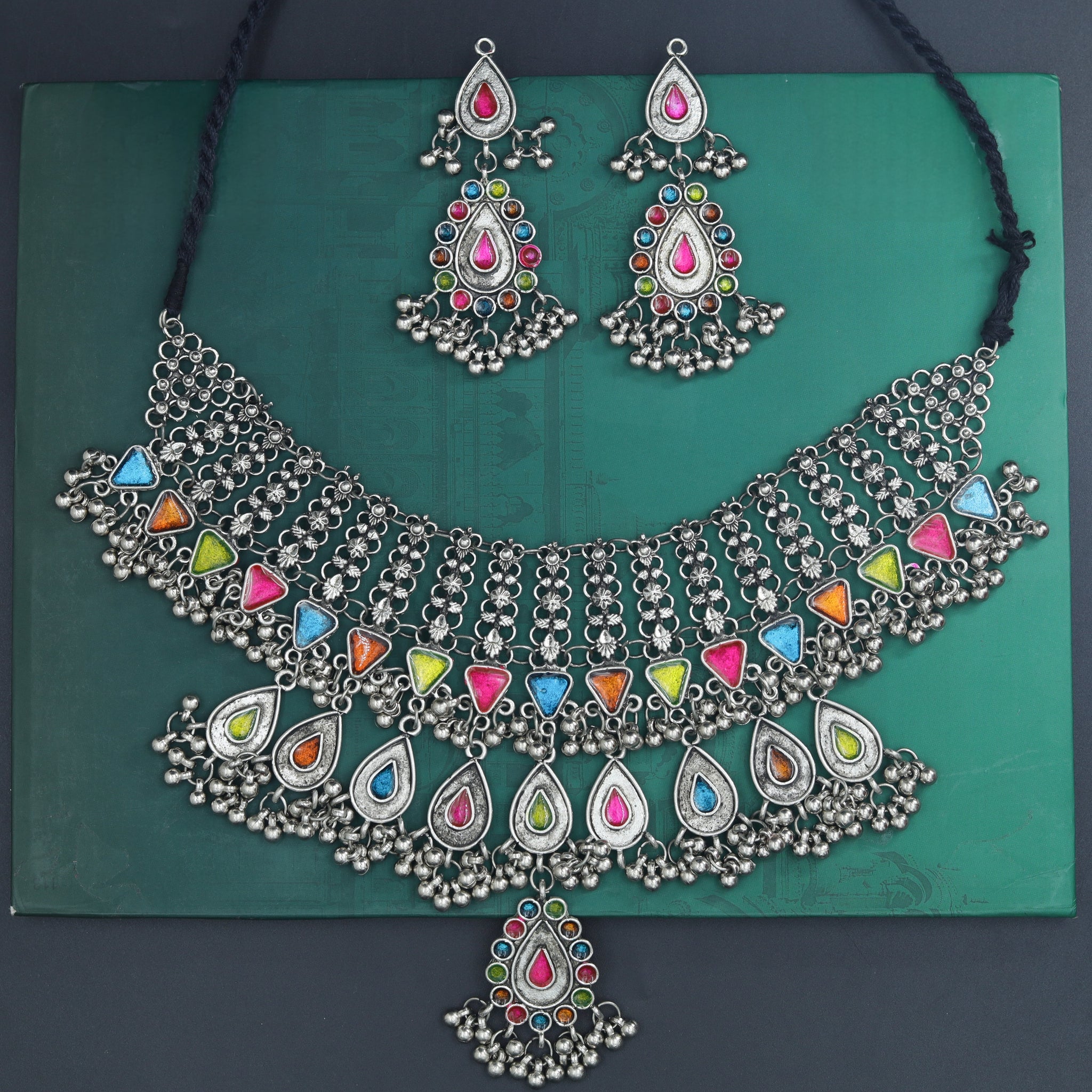 Choker Oxidized Necklace Set 7621-82