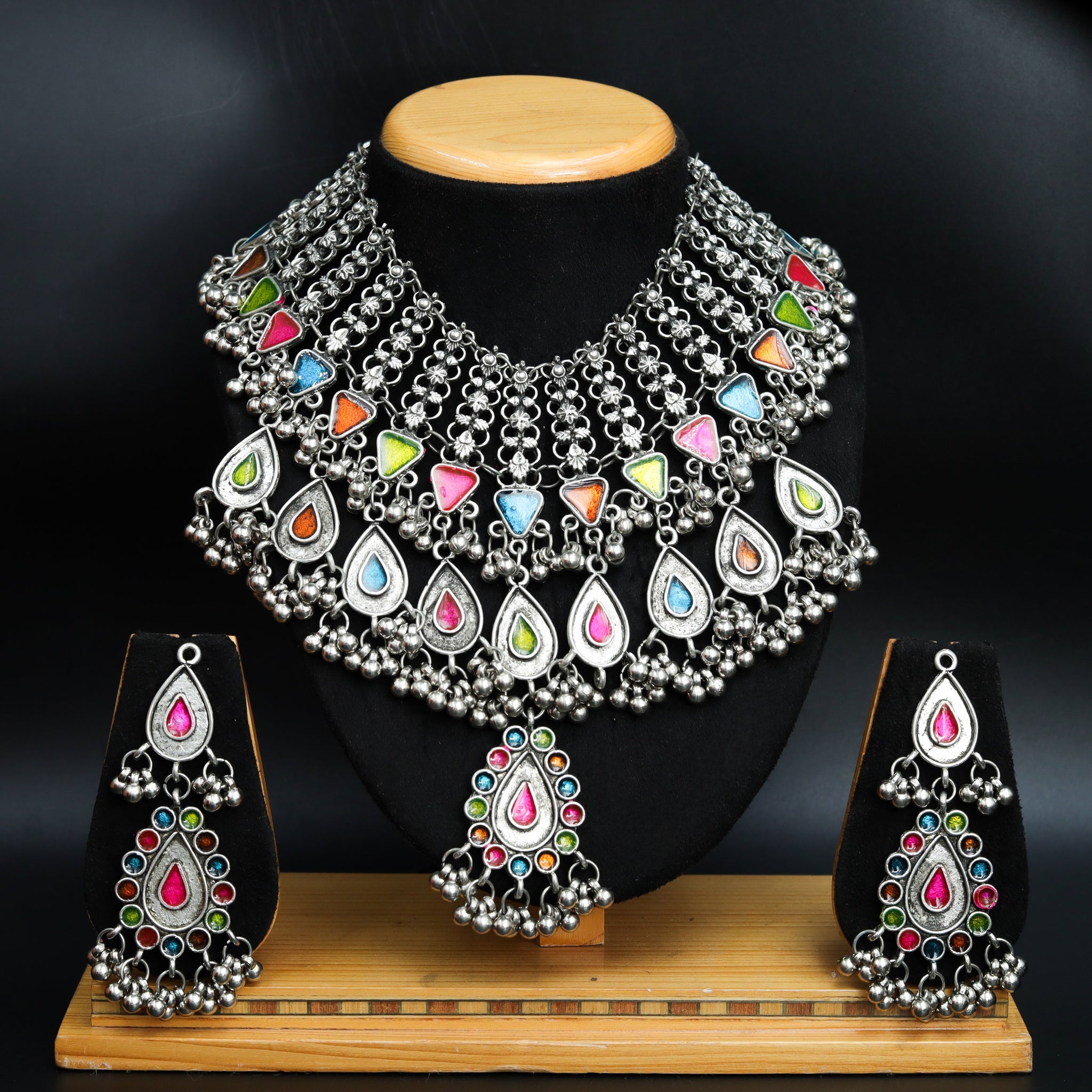 Choker Oxidized Necklace Set 7621-82