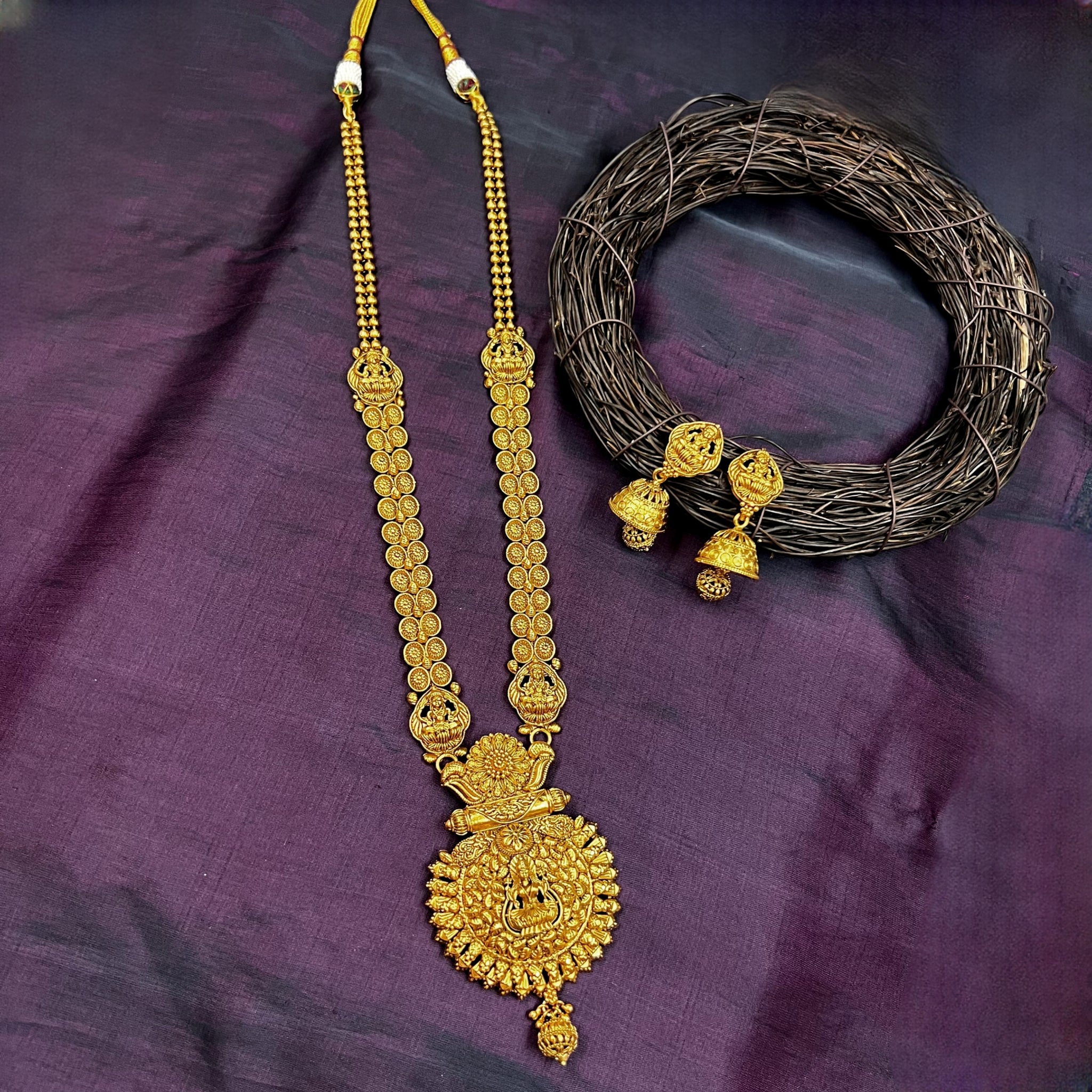 Long Neck Temple Necklace Set 11257-1