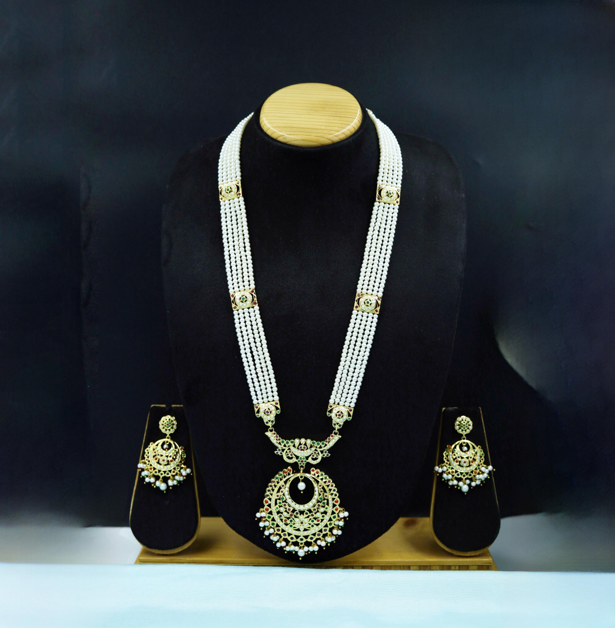 Long Neck Jadau Necklace Set 11527-65