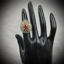 Zircon/AD Adjustable Ruby Ring 14014-1105 - Dazzles Jewellery