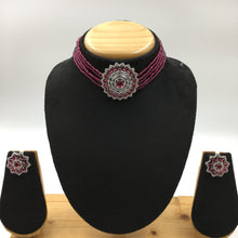 Choker Zircon/AD Necklace Set 7183-33 - Dazzles Jewellery