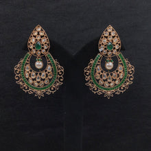 Green Color Gold Plated Chandbali Earring 8637-2627 - Dazzles Jewellery