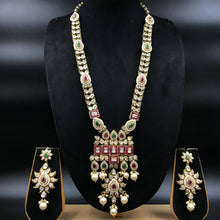Long Neck Polki Necklace Set 7713-21 - Dazzles Jewellery