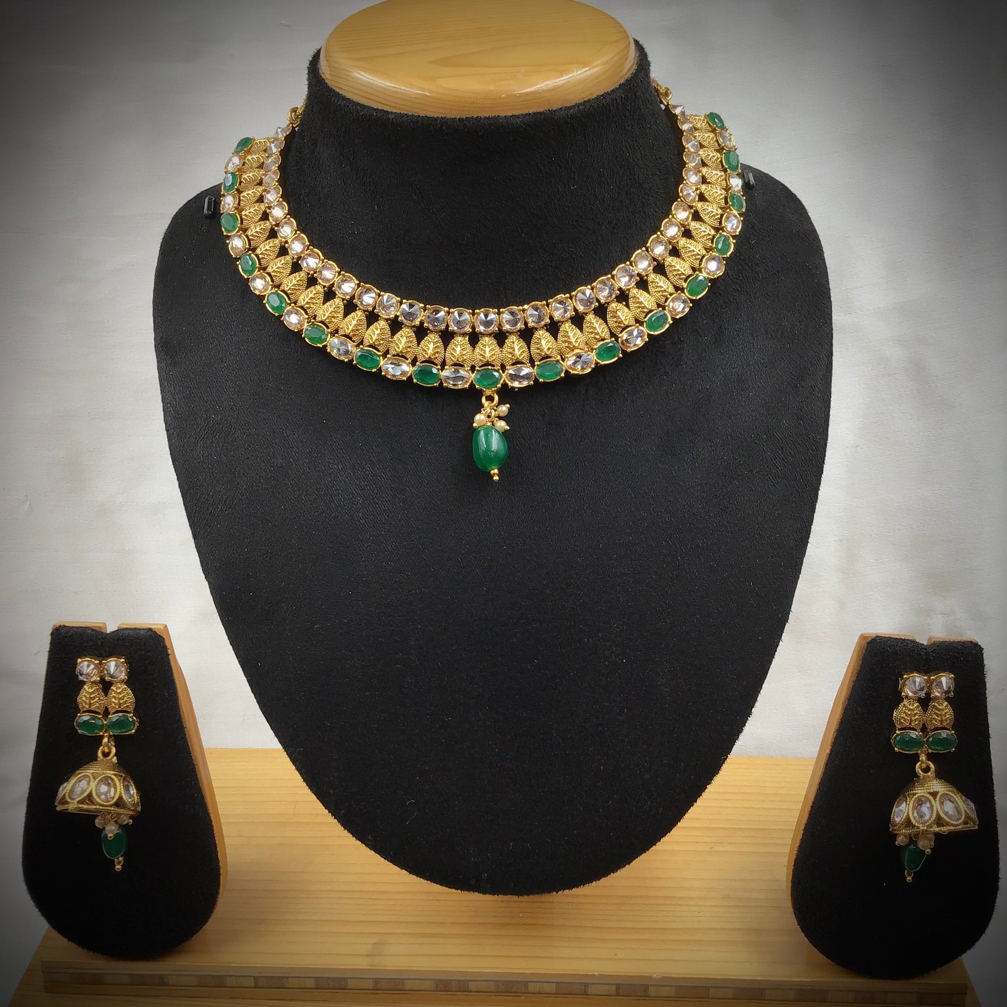 Gold Plated Round Necklace Set 9466-28 - Dazzles Jewellery