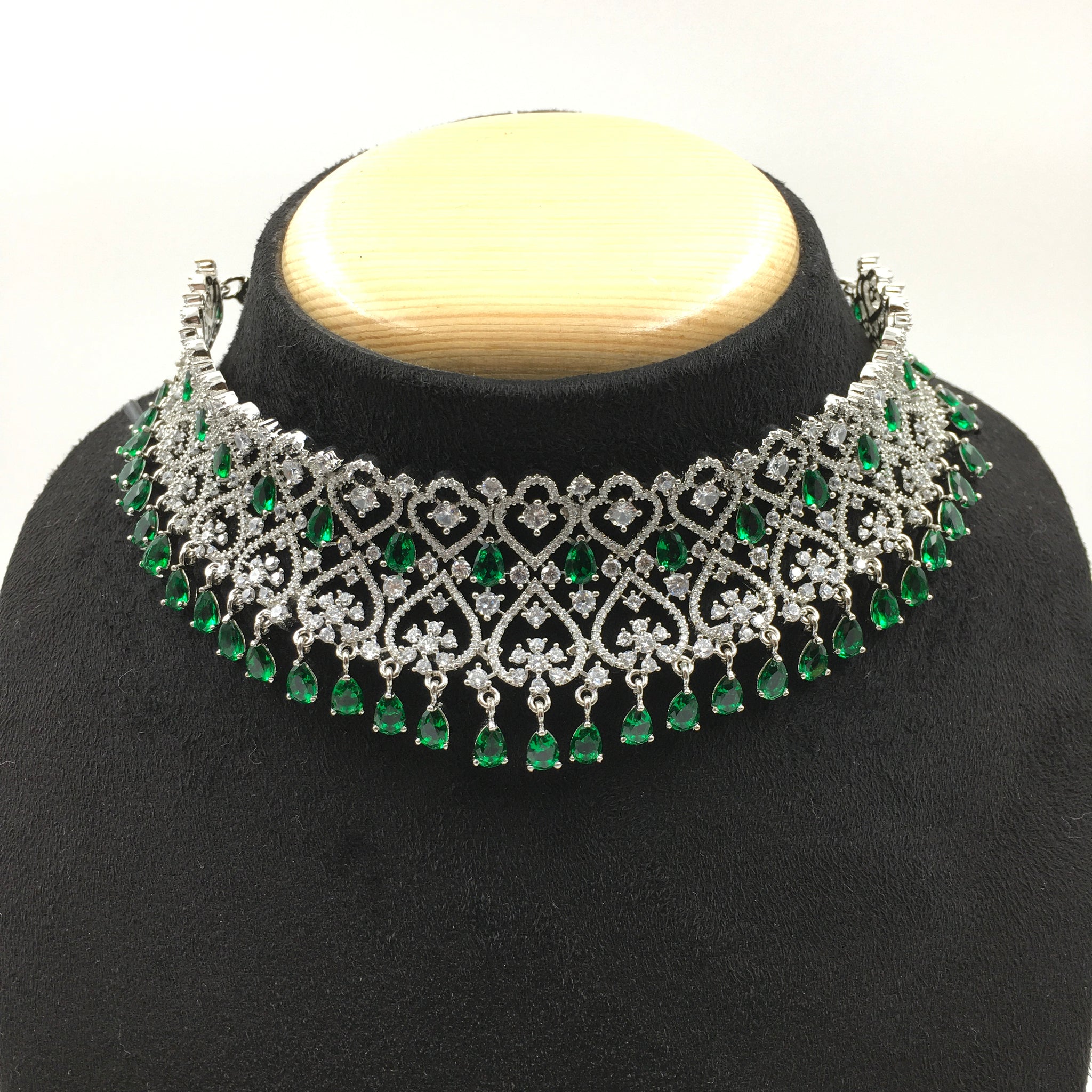 Choker Zircon/AD Necklace Set 4157-69 - Dazzles Jewellery