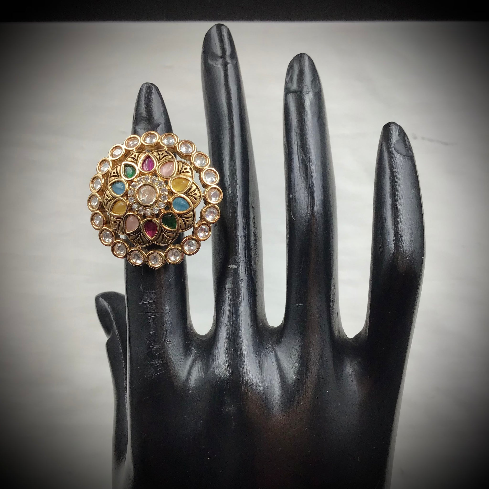 Kundan Adjustable Ring 7558-34 - Dazzles Jewellery