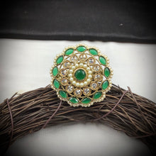 Antique Finish Cocktail Green Ring 19852-7036 - Dazzles Jewellery