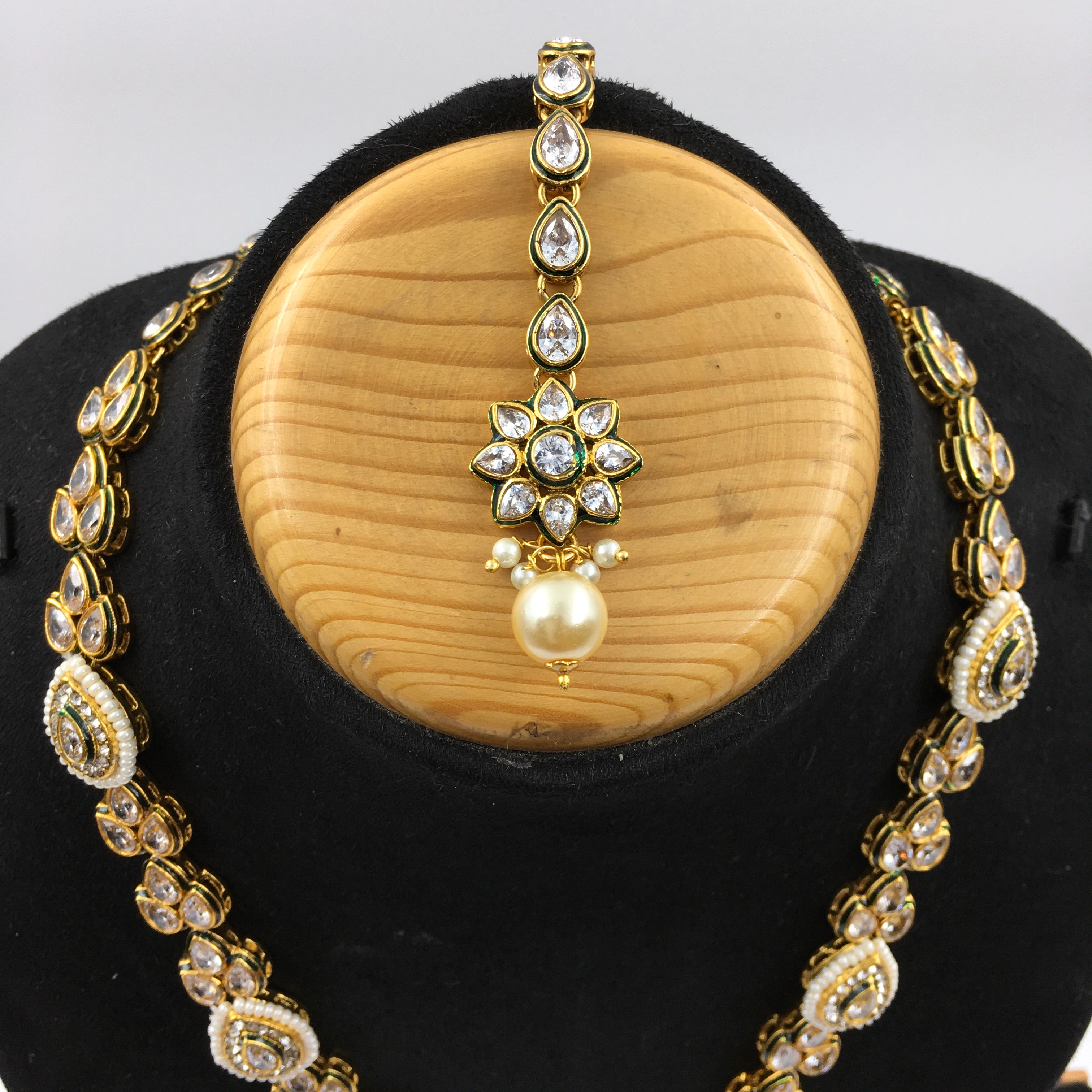 Long Neck Polki Necklace Set 771321 Dazzles Fashion and Costume