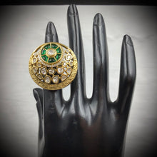 Kundan Cocktail Adjustable Green Ring  10782-6550 - Dazzles Jewellery