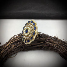 Antique Finish Cocktail Blue Ring 19854-7038 - Dazzles Jewellery