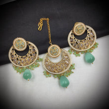 Mint Green Gold Look Necklace Set 18185-5367 - Dazzles Jewellery