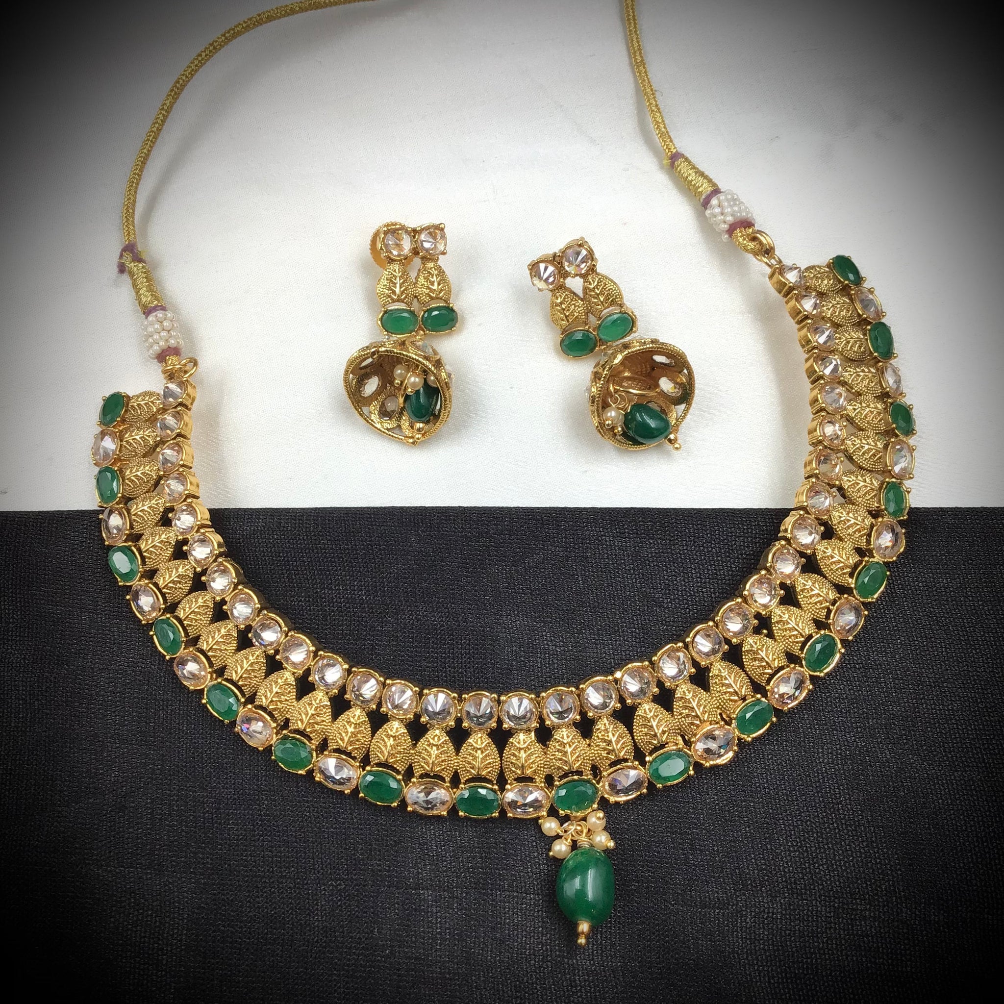 Gold Plated Round Necklace Set 9466-28 - Dazzles Jewellery