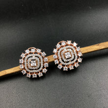 Rose Gold Plated Square Zircon/AD Tops Studs 14061 - Dazzles Jewellery
