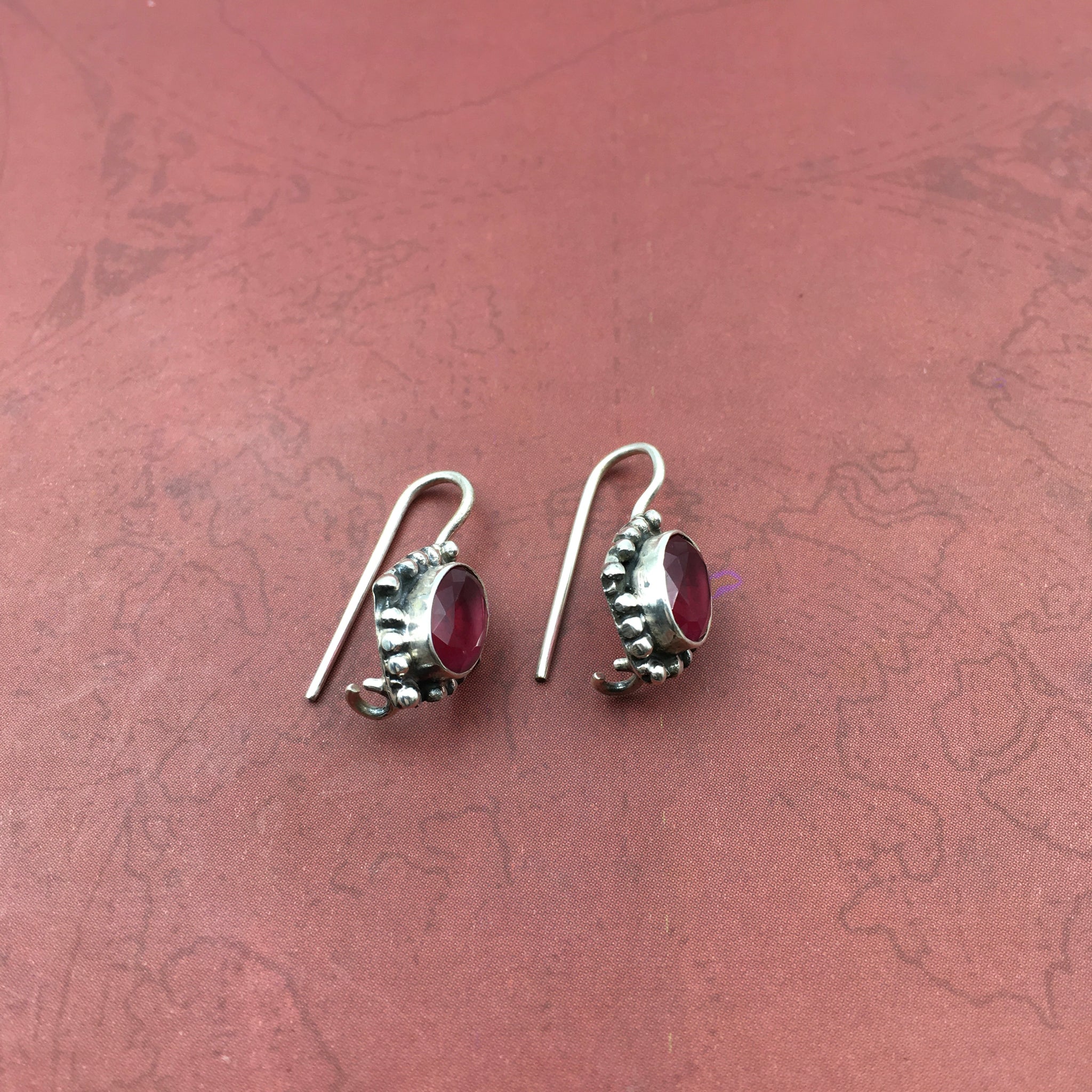 Ruby Silver Earring - Dazzles Jewellery