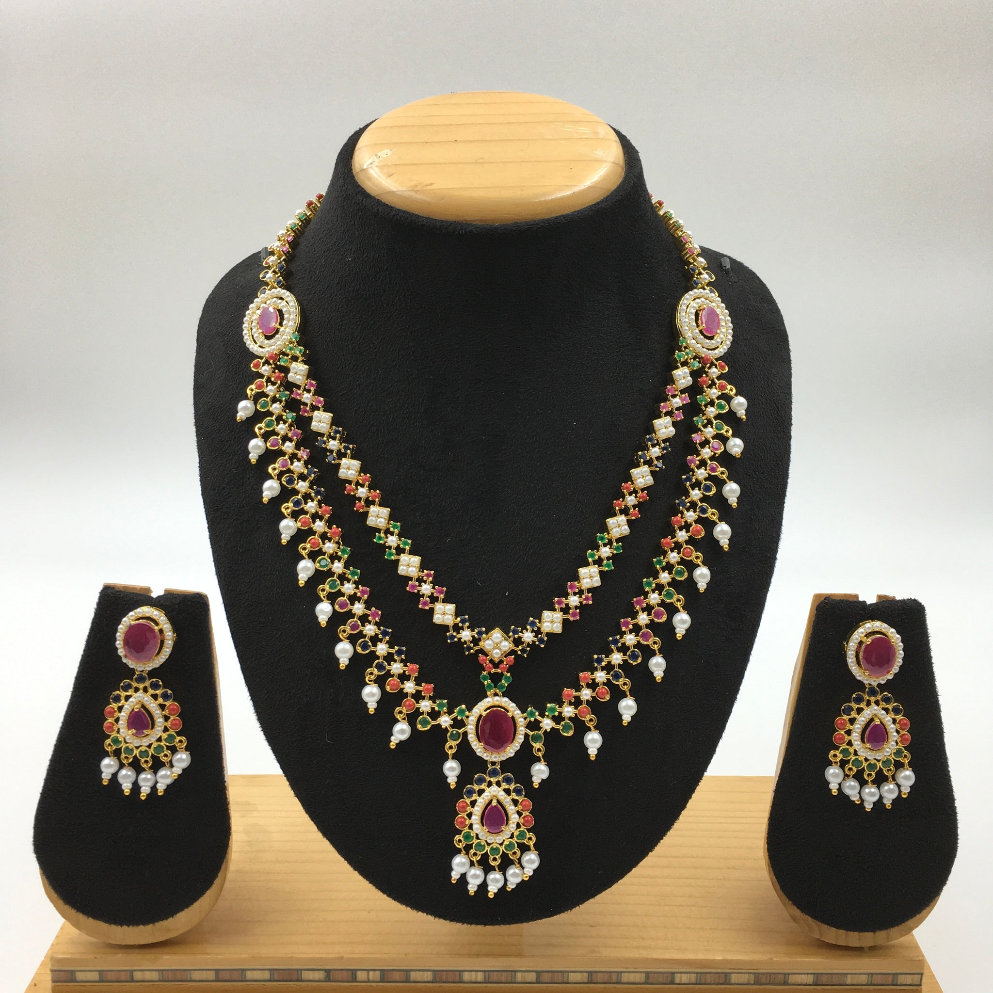 Round Neck Jadau Necklace Set 7773-65 - Dazzles Jewellery