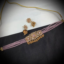 Pink Gold Look Necklace Set 17672-4854 - Dazzles Jewellery