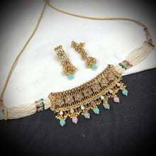 Multi Gold Look Necklace Set 17657-4839 - Dazzles Jewellery