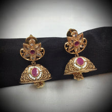 Ruby Gold Look Necklace Set 17676-4858 - Dazzles Jewellery