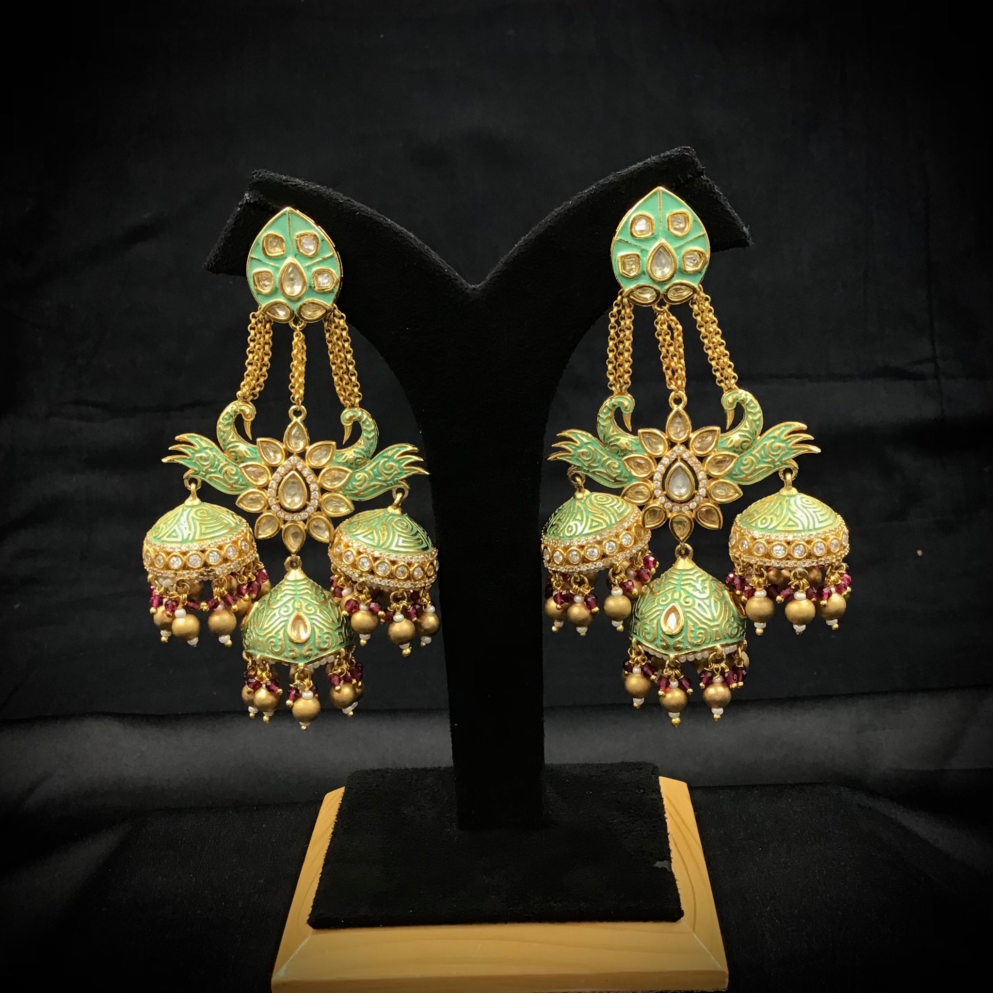 Mint Green Kundan Earring 10116-5564 - Dazzles Jewellery