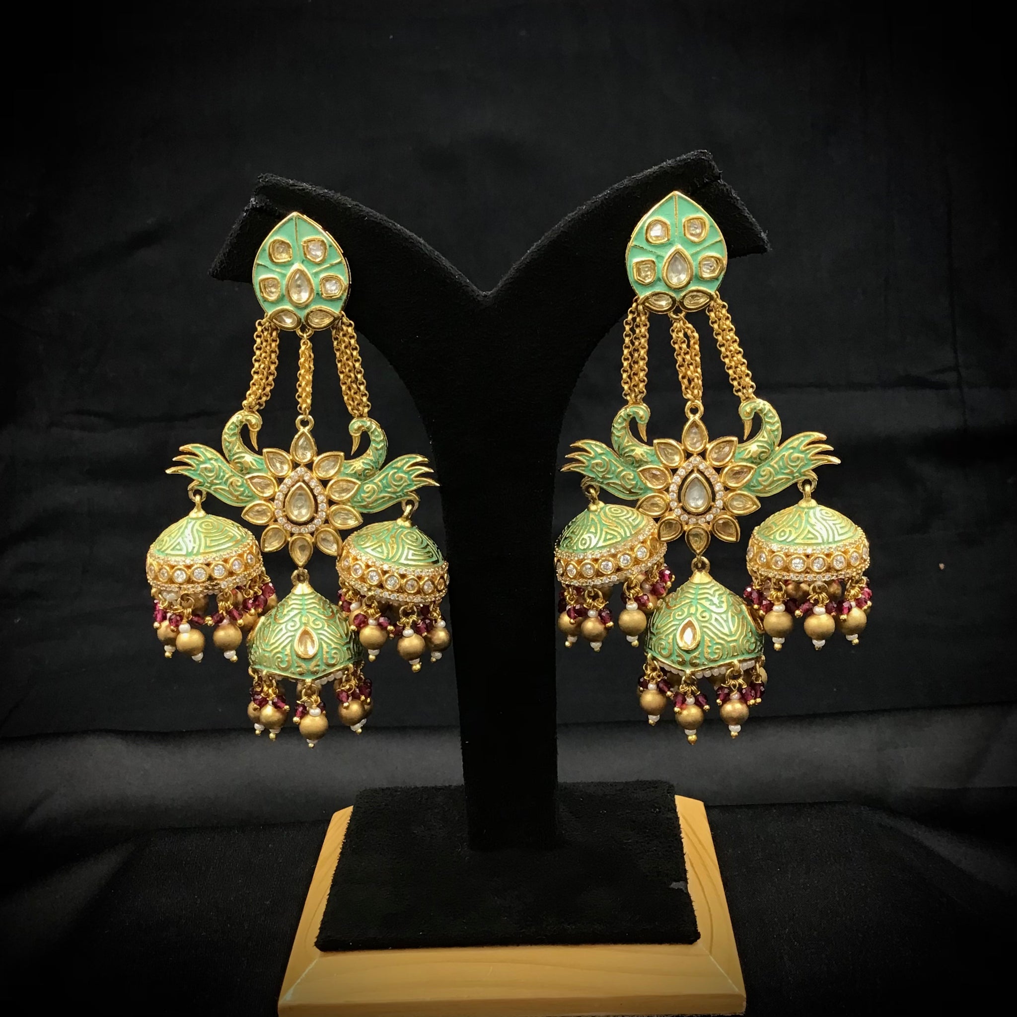 Mint Green Kundan Earring 10116-5564 - Dazzles Jewellery